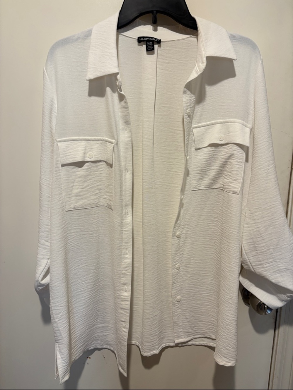 Hilary Radley Cream Lightweight Button-Front Top